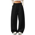 thumbnail image 5 of Migroa Women’S Barrel Sweatpants Loose Fit Lounge Pants Casual Wide Leg Pants Baggy Lounge Comfy Flowy Sweat Pants with Pockets Casual Drawstring Trousers with Pockets Black L, 5 of 6
