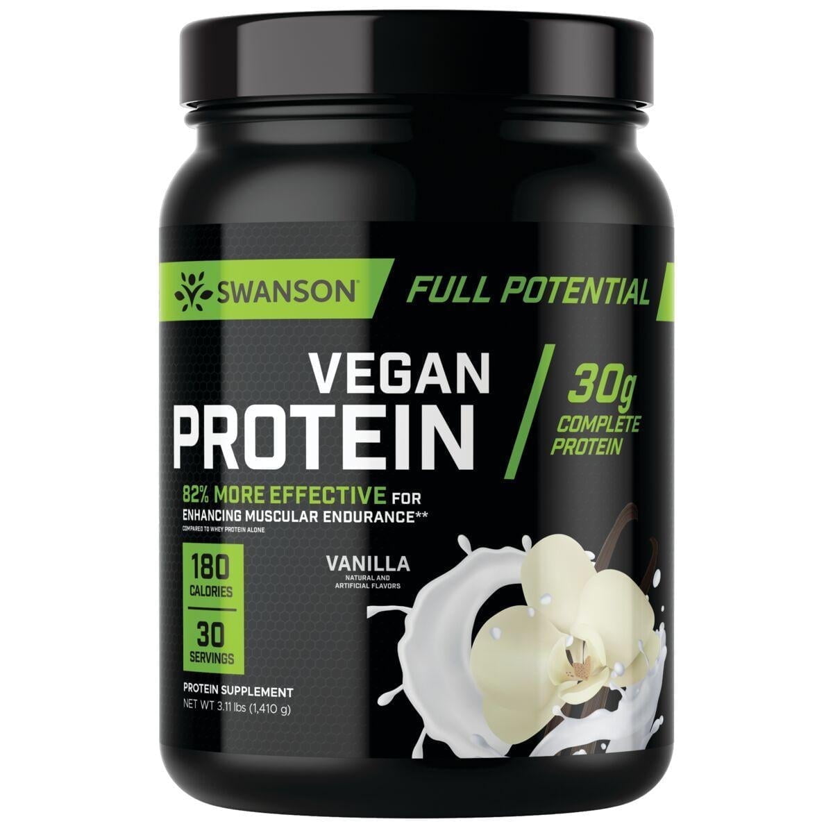 Swanson Full Potential Vegan Protein - Vanilla 30 g protein 3.11 lbs Pwdr