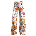 thumbnail image 4 of Women's Casual Pants Wide Leg Pants Woman High Waist Floral Patterned Pants Lightweight Loose Fit Casual Colorful Trouser Imitation Jeans,White Women's Casual Pants XXL, 4 of 4