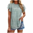 thumbnail image 2 of Wycnly Easter Shirts for Women Short Sleeve Crewneck Summer Basic TopsRabiit Print Soft Breathable Oversized Ladies Blouse Green M, 2 of 7