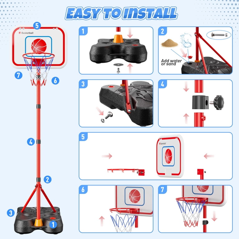Freecat 3-in-1 Toddler Basketball Hoop, Baseball, T-Ball Set for 3