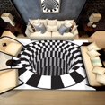 thumbnail image 1 of Alfombra rectangular peluda, alfombras decorativas modernas 3d creativas, alfombra antideslizante a cuadros en blanco y negro, alfombra contemporánea de lujo, 1 of 4