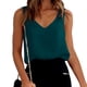 thumbnail image 5 of Camiseta sin mangas de seda satinada con cuello en V para mujer - Blusa básica de tirantes de poliéster para verano con estampado floral, 5 of 6