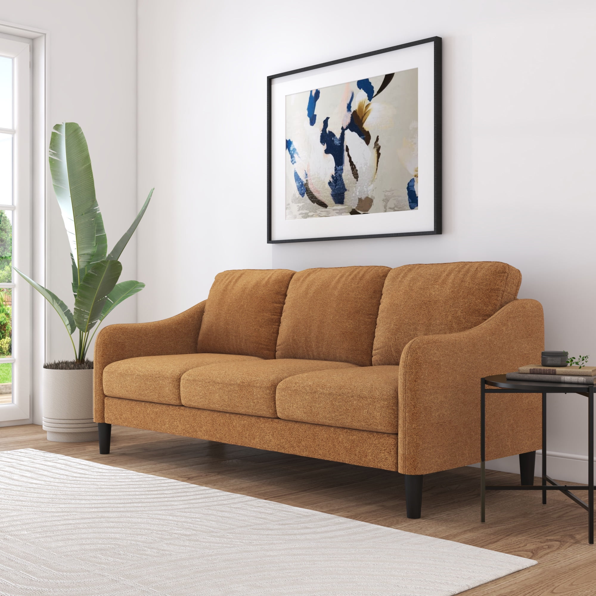 Mainstays Westley Swoop Arm Sofa, Burnt Orange