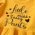 thumbnail image 3 of Toddler Baby Girl Clothes Letter Long Sleeve Ruffle Tops Floral Bell-Bottoms Pants Outfits Set Yellow 12-18 Months, 3 of 6