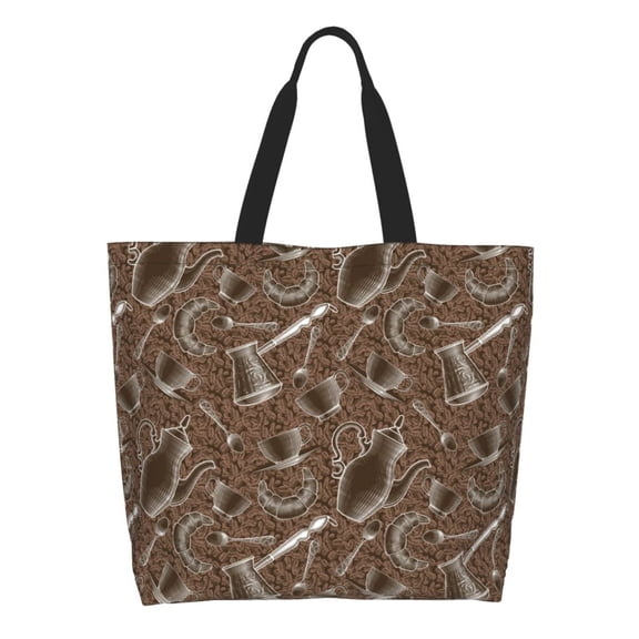 Naloa Coffee pots Tote Bag for Women Large Capacity Shoulder Bag for College Work Travel Shopping