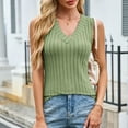 thumbnail image 5 of Women Tank Tops Summmer Sleeveless Tops Shirt Women's Casual Spring And Summer Leisure V-neck Solid Color Striped Pullover Top Beach Vacation Clothes for Women S-2XL, 5 of 9