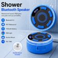 thumbnail image 3 of STARBIAO IPX7 Waterproof Shower Bluetooth Speaker, Portable Wireless Speaker with Suction Cup, Bluetooth 5.3, LED Clock, RGB Light, FM Radio, TWS Pairing, 360° Sound, Blue, 3 of 11