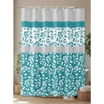 thumbnail image 4 of Fsddascl Teal Floral Shower Curtain Set - Extra Long 72" x 96" Washable Bathtub Curtain with 12 Hooks, Botanical Blossom Motif Boho Grey Stripes Waterproof Fabric Stall Shower Curtains for Bathroom, 4 of 6