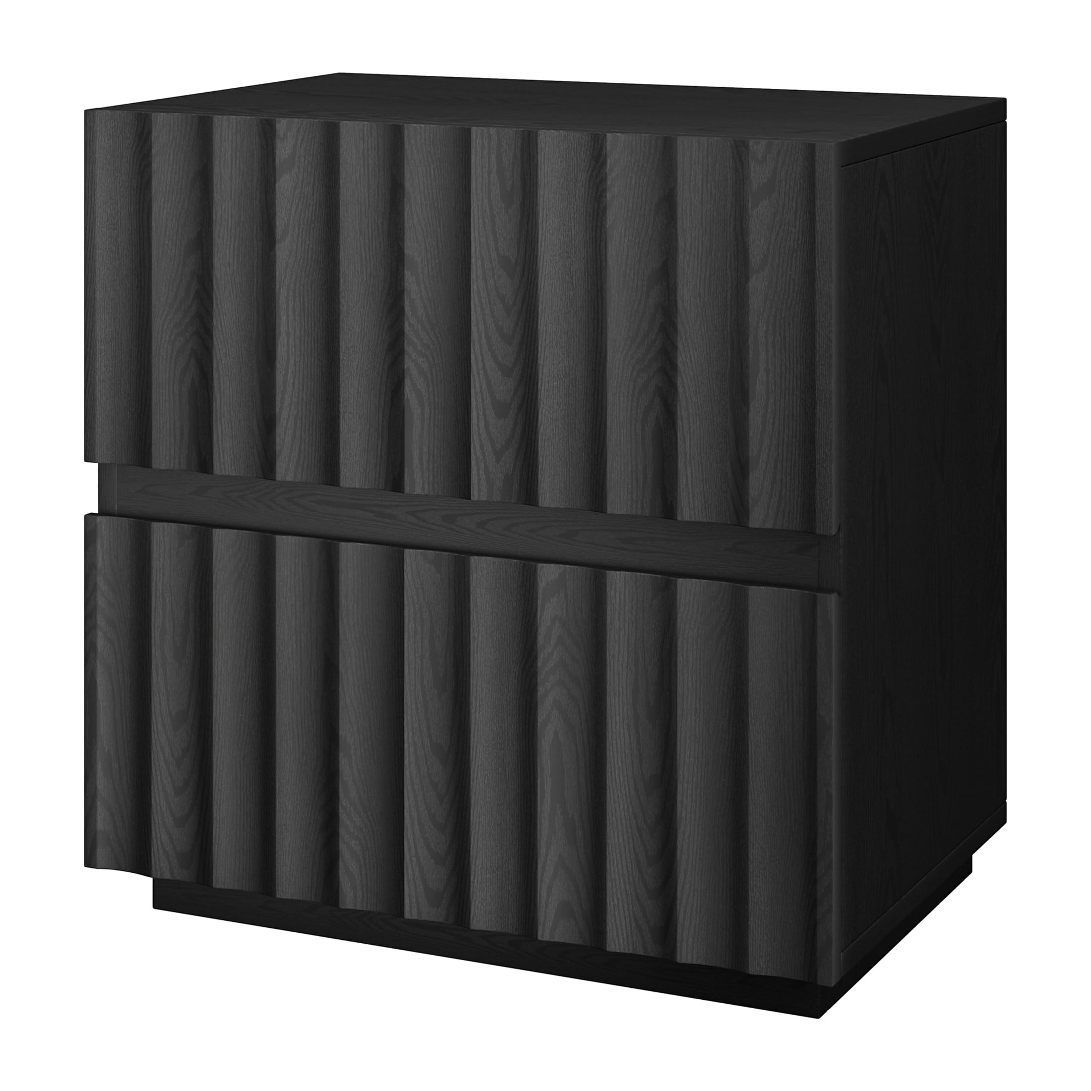 Evelyn&Zoe Modern/Contemporary 24" Wide Black Grain Nightstand