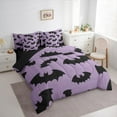 thumbnail image 3 of jejeloiu Spooky Bats Bedding Comforter Set 7 Pieces,Happy Halloween Day Full Bedding Set,Black Purple Fitted Sheet Flat Sheet For Boys Kids,Luxury Bedroom Decor Reversible, 3 of 8