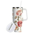 thumbnail image 2 of JSTEL Rose Flowers Watercolour 30 oz Tumbler Stainless Steel Water Bottle Vacuum Insulated Cup with Straw Lid & Handle For Travel Car Cup Holder, 2 of 8