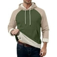 thumbnail image 2 of dGslk Mens Fleece Lined Hoodie Warm Pullover Sweatshirt With Drawstring Hood And Kangaroo Pocket For Cold Weather Comfort Army Green L, 2 of 2