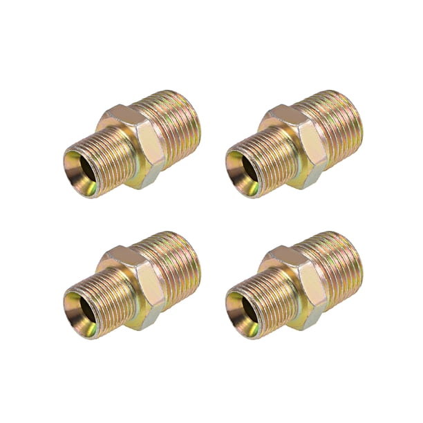 Conector de tubo reductor - Niple hexagonal - 1/2 X 3/8 Conector macho BSP con acabado de zinc 4 Pcs