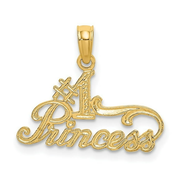 Diamond2Deal 14K Yellow Gold #1 PRINCESS Charm Pendant for Women (L- 0.4 in, W- 0.78 in)