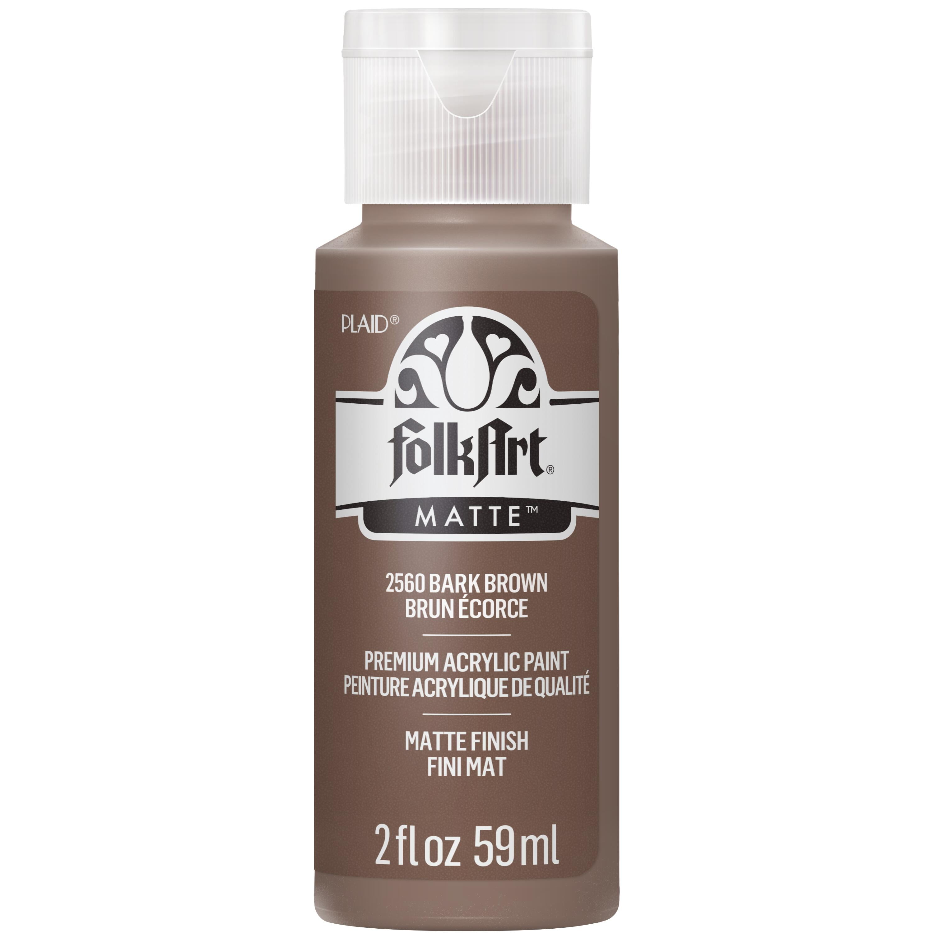 (2 pack) FolkArt Acrylic Craft Paint, Matte Finish, Bark Brown, 2 fl oz