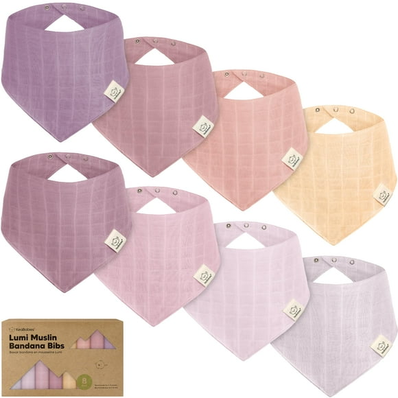 Set de 8 Baberos de Muselina KeaBabies Lumi para Bebés