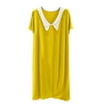 thumbnail image 3 of Swuxness Women's Short Sleeved Nightdress, Women's Long Nightgowns, Women's V Neck Doll Collar Solid Color Five Point Sleeve Comfortable Loose Mid Length Sleep Dress Yellow, L, 3 of 5