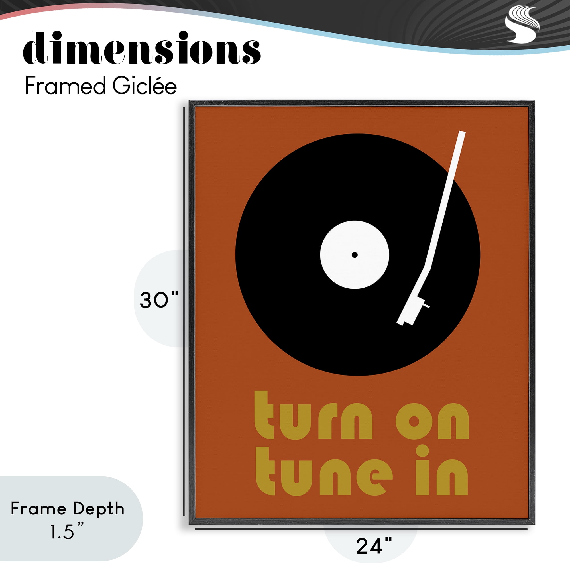 Stupell Industries Turn On Tune In Black Framed Giclee Art, design by Tom Quartermaine