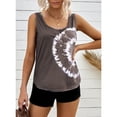 thumbnail image 2 of Uhndy Women's Tank Top Scoop Neck Button Down Sleeveless Tie Dye Print Shirts Blouses Brown XL, 2 of 4