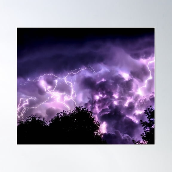 Purple Lightning Sky Poster Wall Art, Modern Wall Decor, 8x12 UNFRAMED