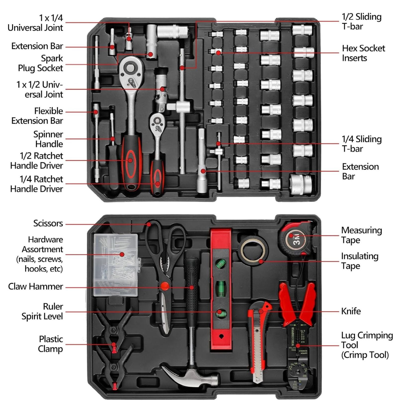 799pcs Mechanic Tool Set with Aluminum Trolley Case,Home Repair Tool kit,Complete Tool Box Set for Home,Automotive,Dorm,Garage