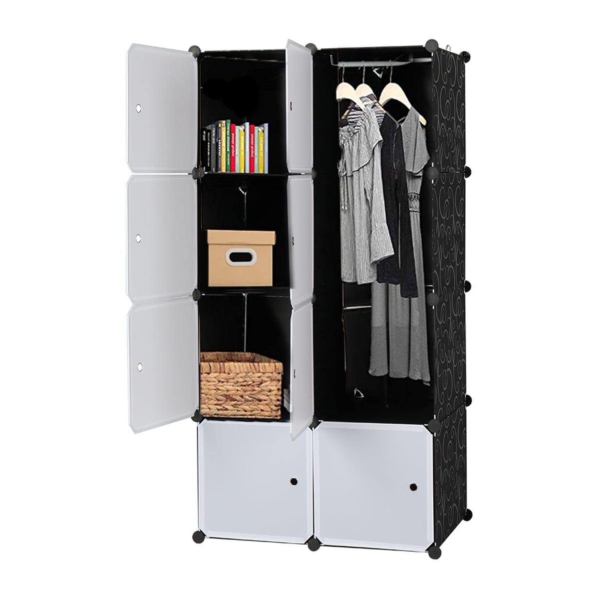 Storage Closet Organizer 3Tier Clothes Wardrobe Portable Shelf Cube w/ 2 Drawers 