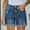 Dark Blue, variant on Jean Shorts for Women High Waisted XX-Large Denim Shorts Solid Color Comfortable Pocket Elastic Jeans