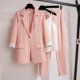 thumbnail image 1 of Blazer elegante coreano para mujer, pantalones de ocio, traje de Tweed, chaqueta, pantalones, conjunto de tres piezas, talla grande, Primavera, nuevo, 2023, 1 of 5