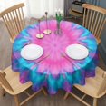 thumbnail image 3 of Pink Blue Tie Dye Flower Pattern Round Tablecloth 60"x60",Wrinkle Wipeable Table Cloth for Kitchen Dining Room Picnic Patio Party, 3 of 6
