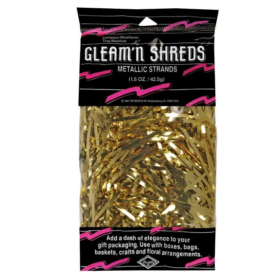 12 Pack Beistle Party Gleam 'N Shreds Metallic Strands gold (1.5 Oz per Pack)