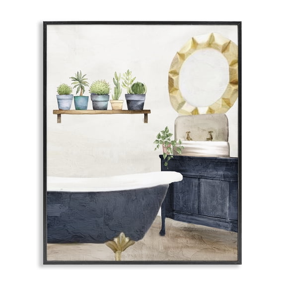 Stupell Industries Southwestern Blue Tub Bathroom Scene Black Framed Giclee Art, 11 x 14, by Kim Allen