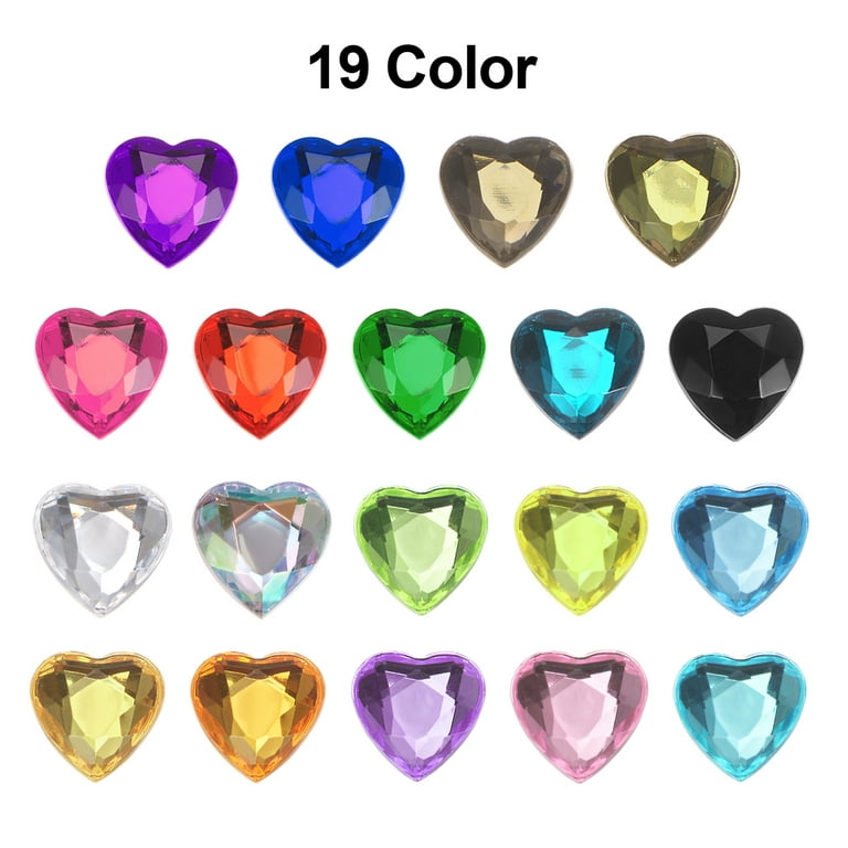15mm Flat Back Heart Acrylic Gems Plastic Rhinestones Embelishments Craft  40 Pcs