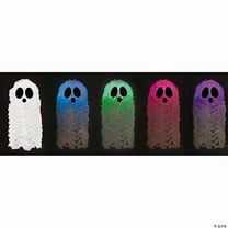 Fun World Light-Up LED Hanging Terrified Face Shaggy Ghost Halloween Decoration