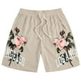 thumbnail image 2 of Mens Cargo Shorts Letter Graphic Track Shorts Drawstring Waist Summer Workout Shorts Khaki M, 2 of 6