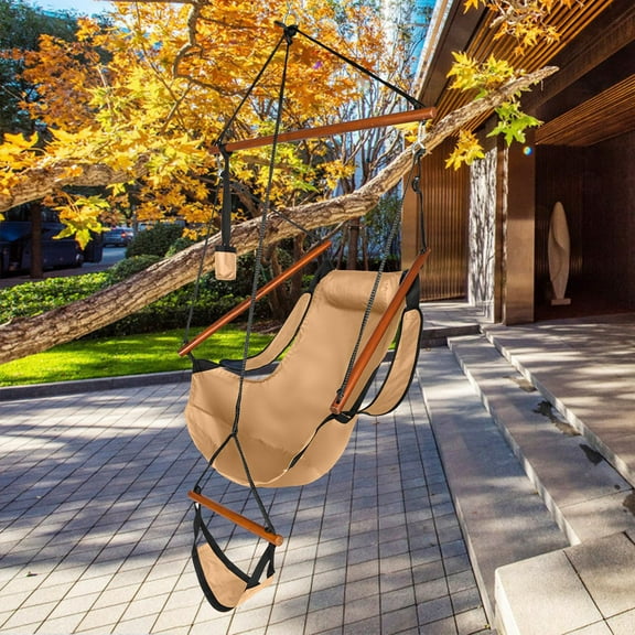 Ktaxon Upgraded Unique Hammock Hanging Sky Chair, Air Deluxe Swing Seat with Rope Through The Bars Safer Relax