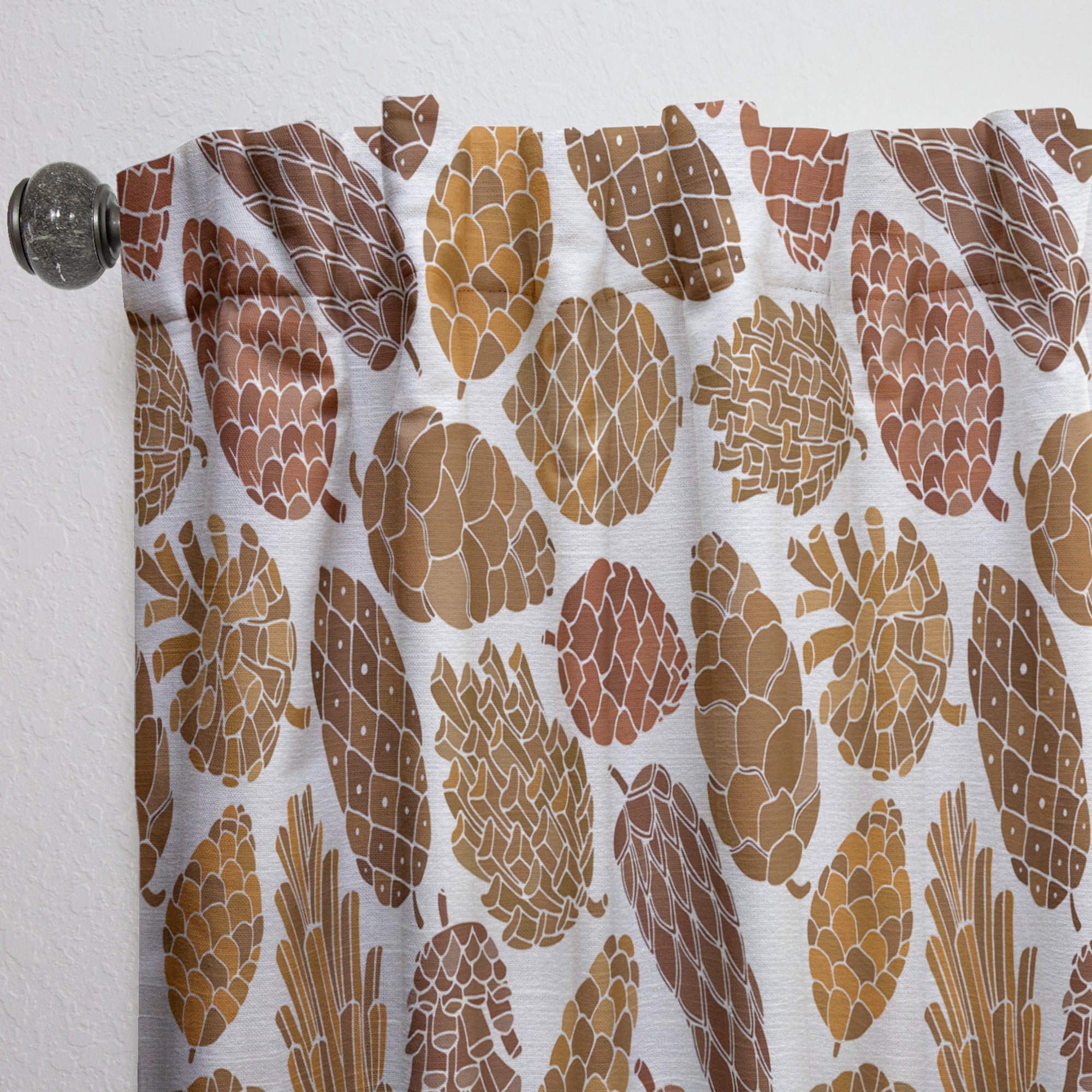 Designart 'Pine Cones Pattern on White' Modern & Contemporary Curtain Panel