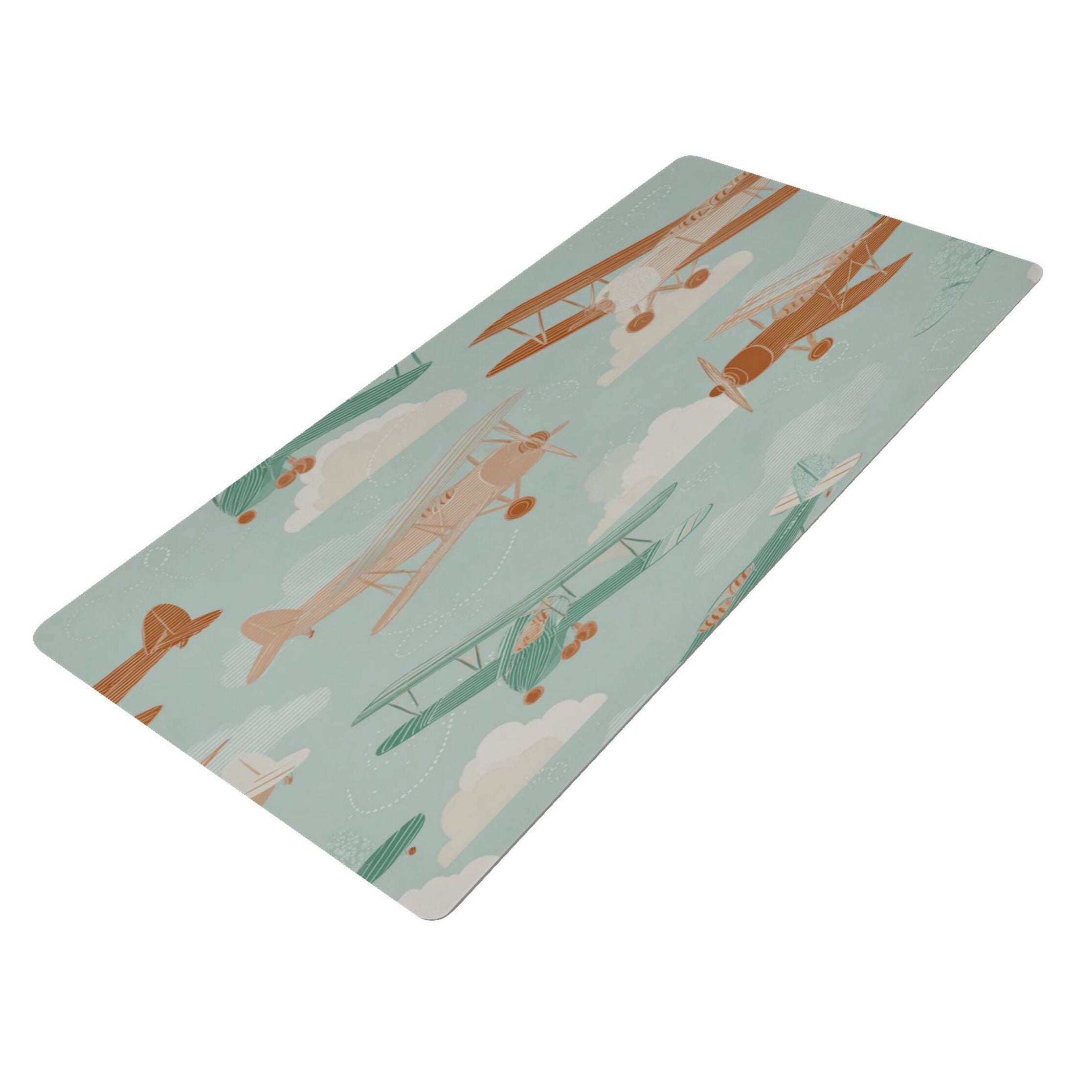 Leather Keyboard and Mouse Desk Mat Office Desk Accessories Protective Office Desk Decor Desk Pad Mat for Gaming, Work from Home, Office Cute Airplanes 23.6" x 47.2"