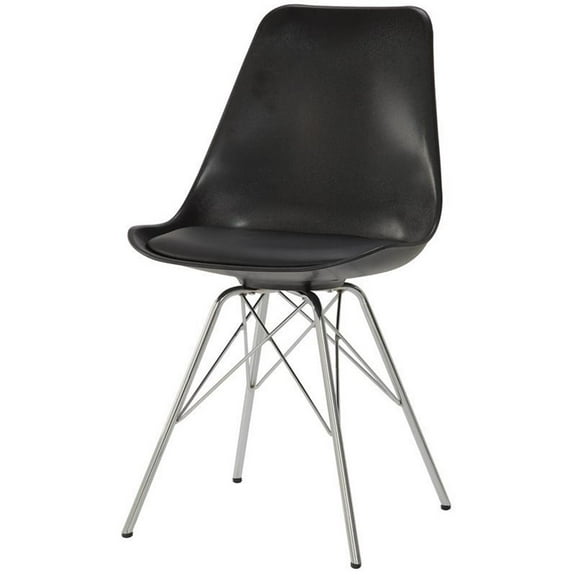 Bowery Hill Contemporary Dining Side Chair in Black (Set of 2)