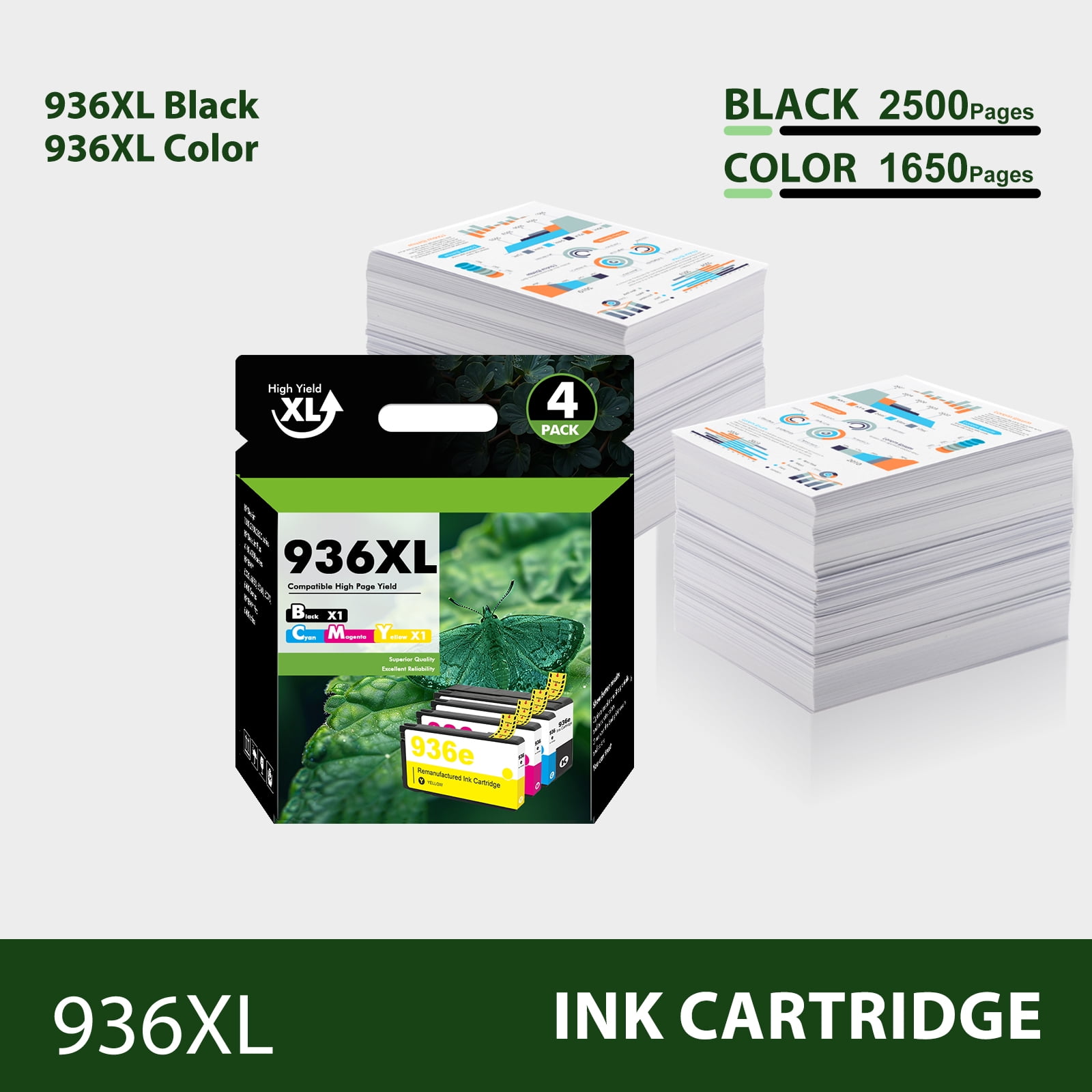 Compatible for HP 936 936e Ink Cartridges 4 Pack With Chip Combo OfficeJet Pro 9730e 9130b 9125e 9120e 9130 9135e 9122e 9128e 9110b 9120b 9130e High Yield Printer Ink