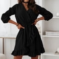 thumbnail image 4 of Vestido casual HUOGUO Vintage Sexy de color liso para mujer, 4 of 5