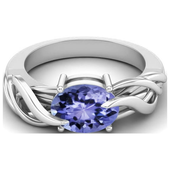 Mooneye 925 Sterling Silver 9X7mm Oval Shape Tanzanite Solitaire Women Valentines Day Gifts Ring