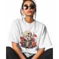 thumbnail image 2 of T Shirts for Women Short Sleeve Cotton Crewneck T-Shirt, Retro Flower Poppy Skeleton Skull Tee Tops Casual Basic T-Shirts, XS-5XL White XS, 2 of 7