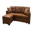 thumbnail image 3 of TesNus Light Brown Sleeper Sofa Sectional 76.5 In with Pull-Out Bed Reversible Chaise and Hidden Storage for Living Room, 3 of 10