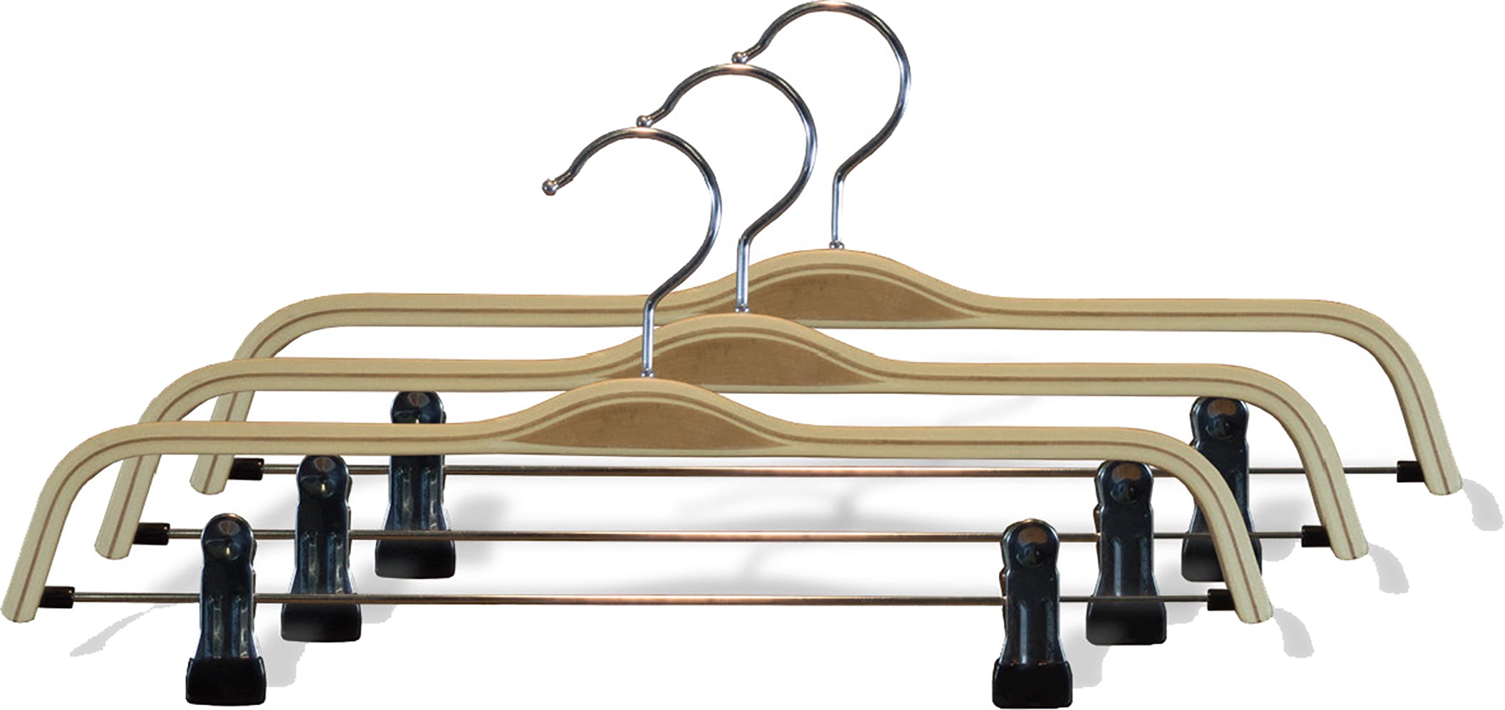 INTERNATIONAL HANGER Laminate Natural Wood Combo Hanger for Tops or Bottoms, 100 Pack