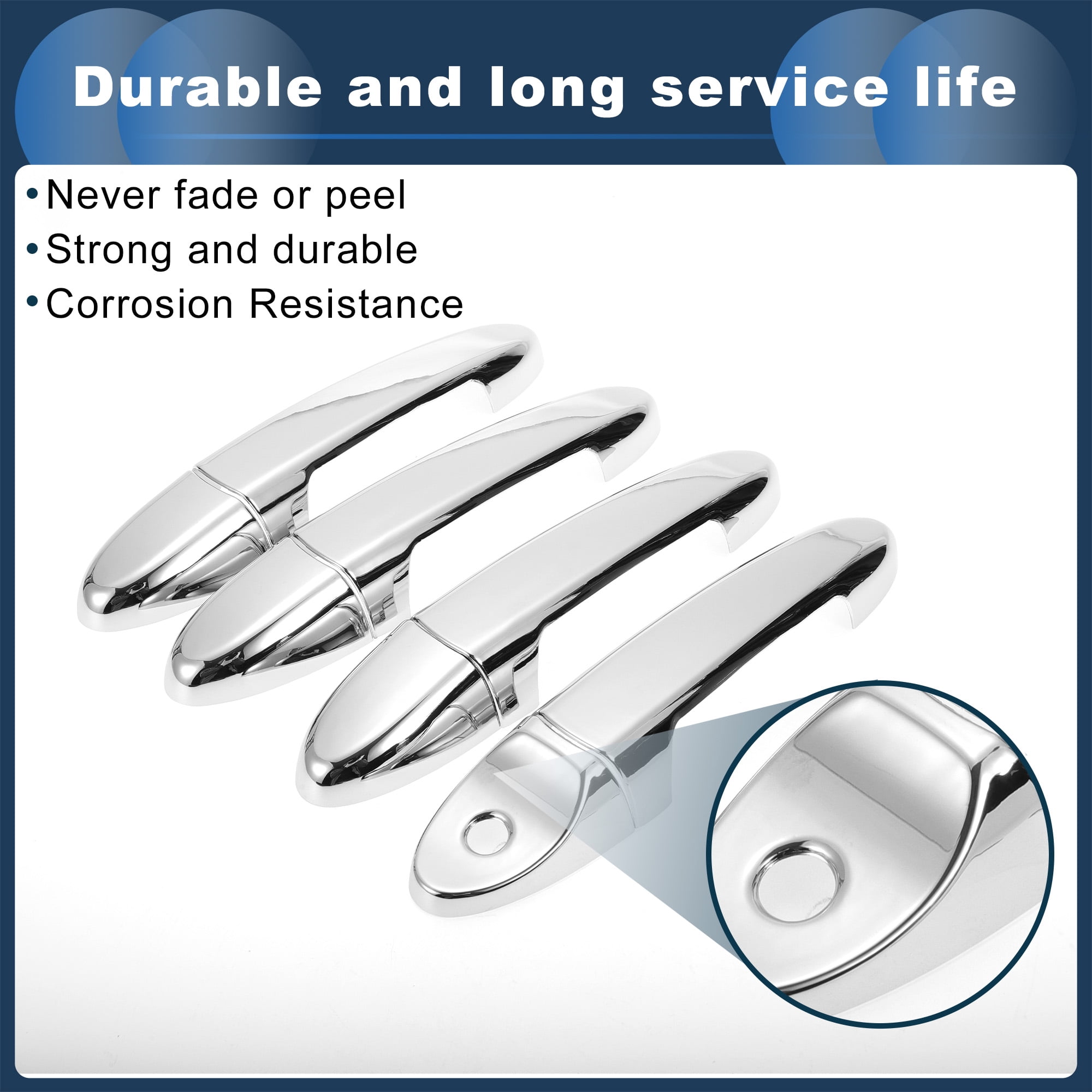 Unique Bargains Car Door Handle Cover Trim for Ford ESCAPE 2008-2012 ABS Silver Tone