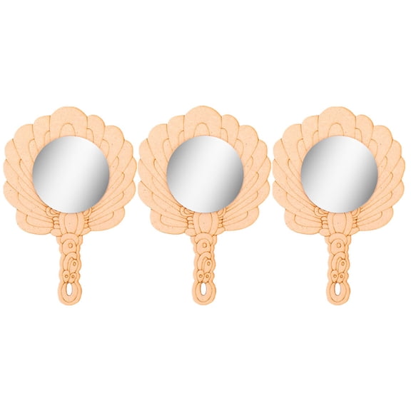 FRCOLOR 3 Pcs Decorative Mirror Toy Wooden Hand Held Baby Handheld Child