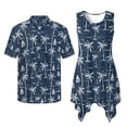 thumbnail image 2 of Psesaysky Retro Palm Print Couple Shirt and Midi Dress Summer Boho Sleeveless Tank Sundress for Women or Mens Short Sleeve Buttons Shirts Couples Matching Luau Outfit, 2 of 7