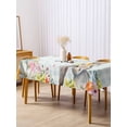 thumbnail image 3 of Easter Plaid Rectangle Tablecloth, Spring Watercolor Bunny Flower Teal Checkered Waterproof & StainResistant Tablecloth, Washable Oil-proof Table Cover for Dining/Party/Wedding/Buffet 54x108 In, 3 of 9