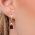 thumbnail image 3 of Gem Stone King 14K Yellow Gold Red Garnet Earrings for Women | 3.60 Cttw | Gemstone January Birthstone | Emerald Cut 7X5MM, 3 of 6
